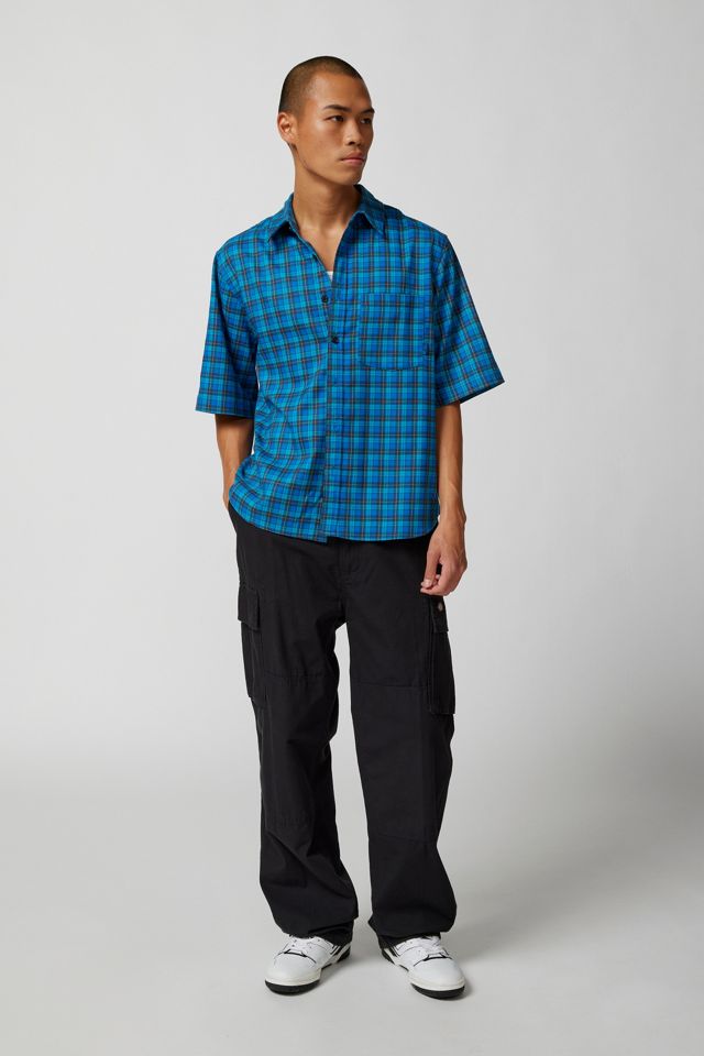 Camicia a Maniche Corte UO Blue Mini Check #1