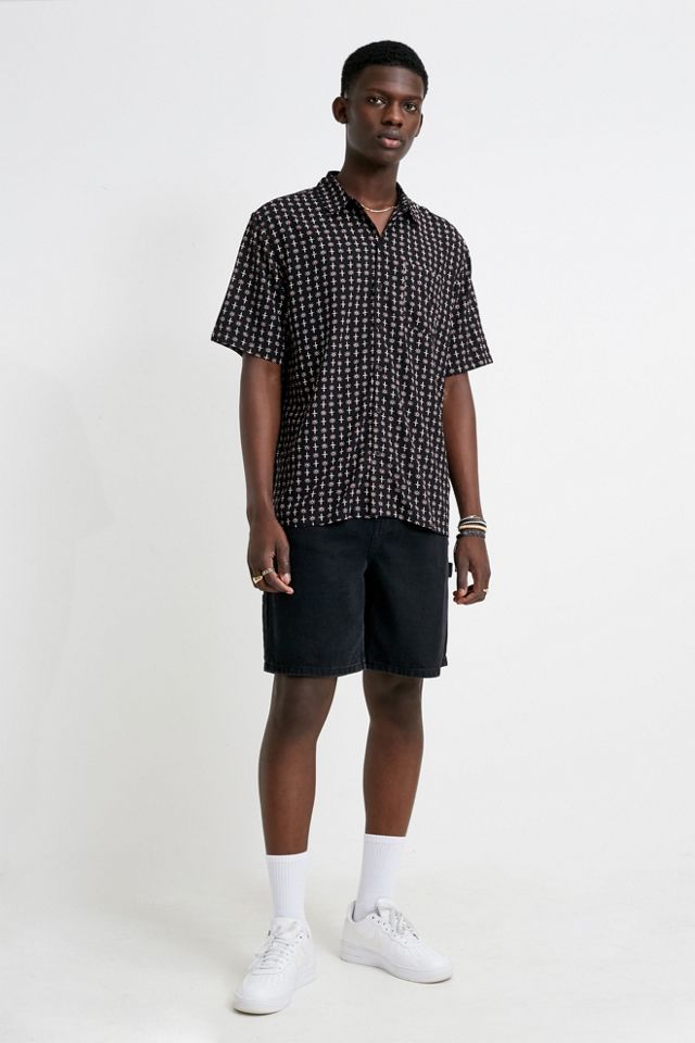 Urban Outfitters – Kurzärmliges Foulard-Hemd in Schwarz mit Geoprint #3