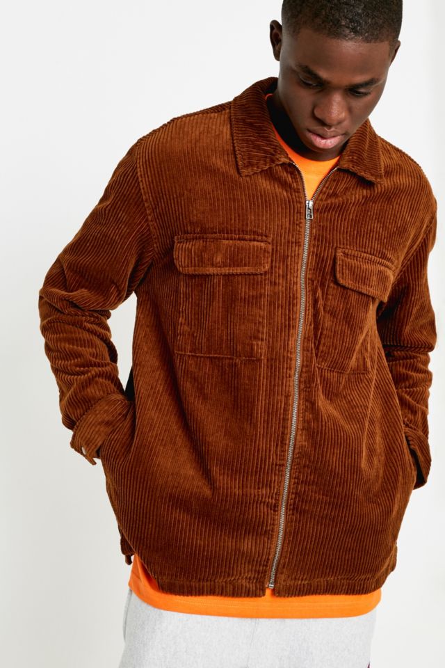 UO Ryder Brown Corduroy Zip-Through Shirt | Urban Outfitters UK