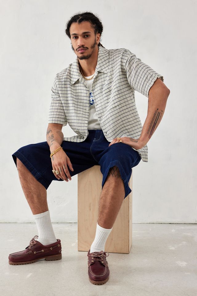 UO Ecru & Blue Window Check Shirt  #1