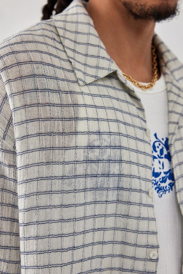 UO Ecru & Blue Window Check Shirt  #2