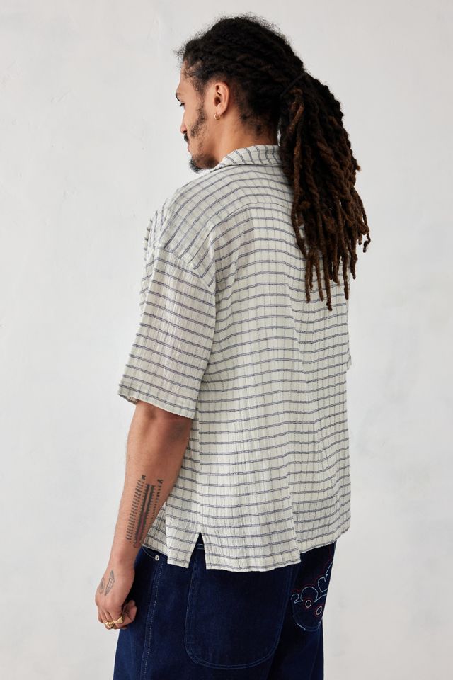 UO Ecru & Blue Window Check Shirt  #3