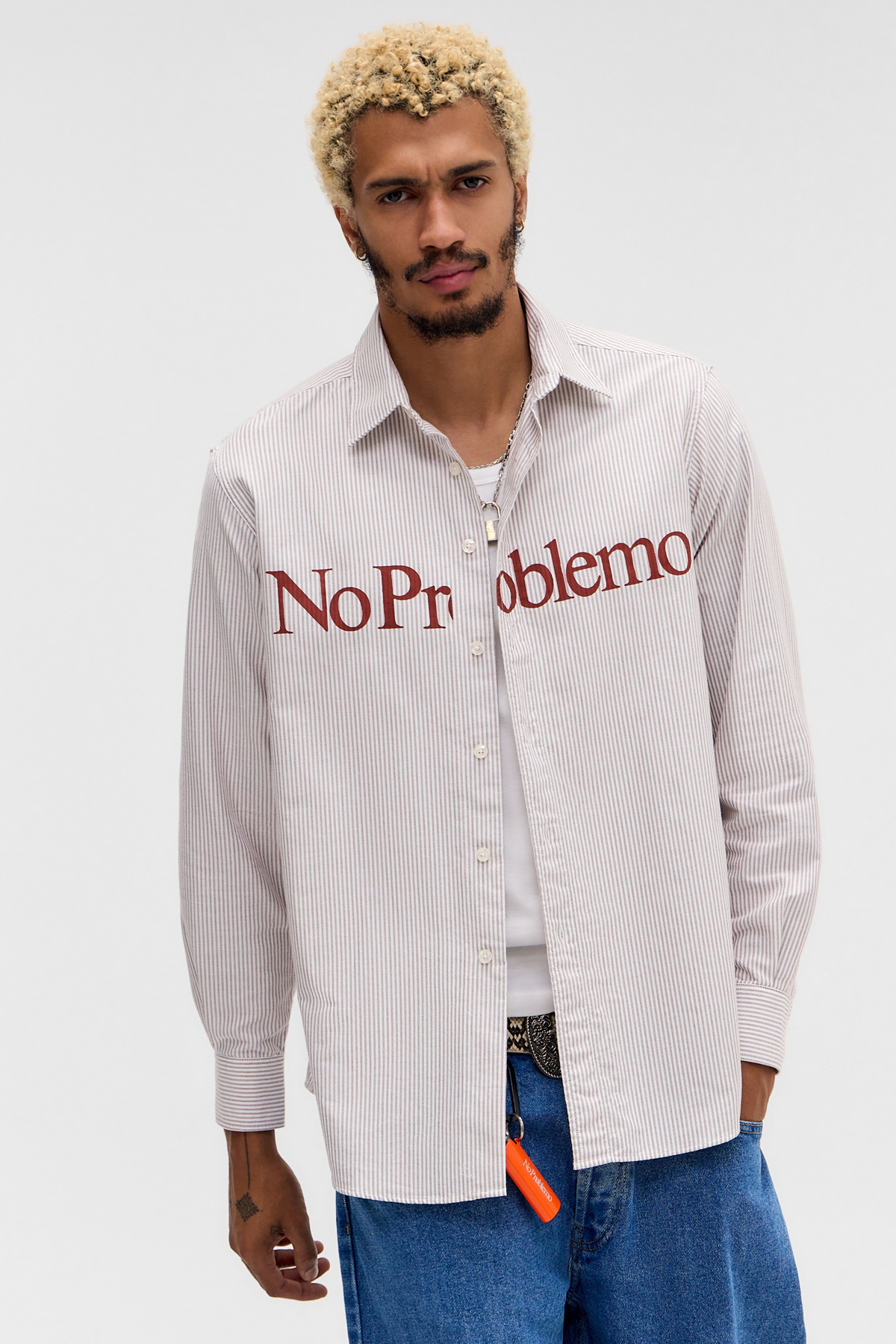 No Problemo Stripe Long Sleeve Oxford Shirt