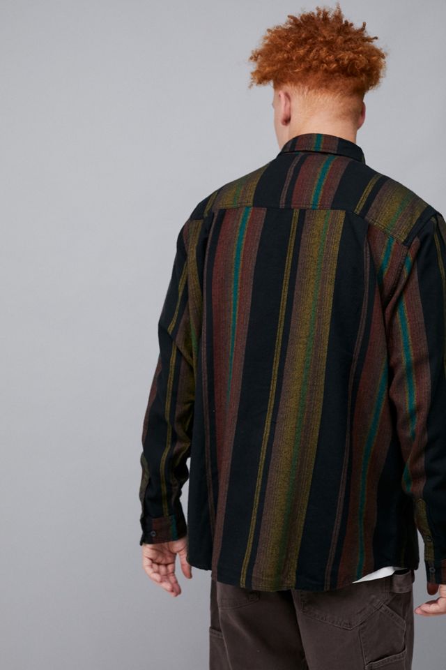 UO Camicia di flanella a maniche lunghe a righe nere #1