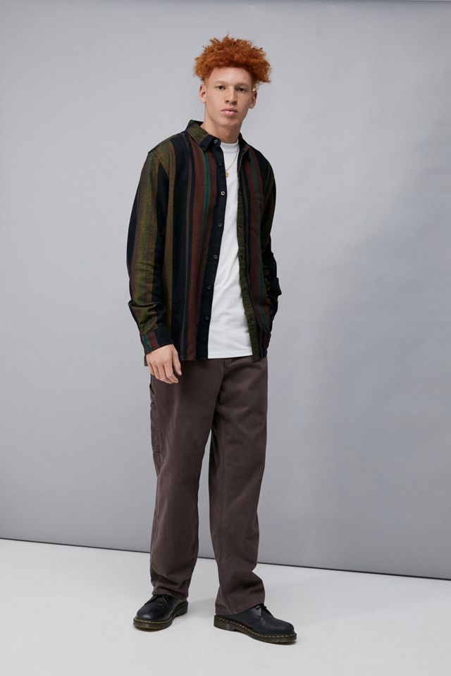 UO Camicia di flanella a maniche lunghe a righe nere #2