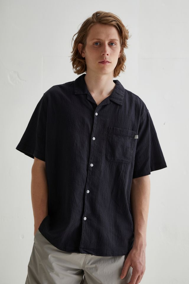 Standard Cloth Black Crinkle Textured Shirt