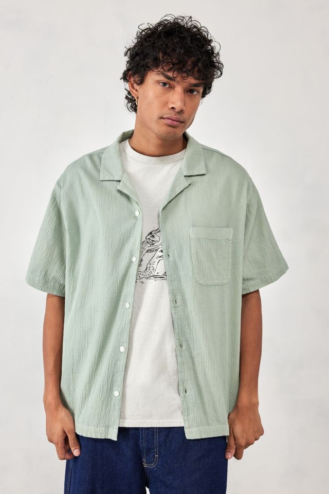 UO Seafoam Crinkle Shirt | Urban Outfitters UK