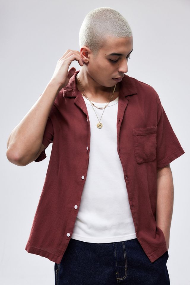 UO Red Crinkle Shirt
