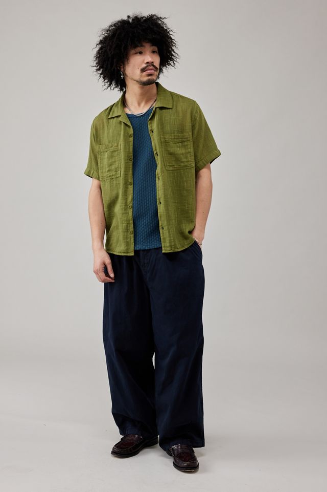 BDG Solid Olive Gauze Shirt #2