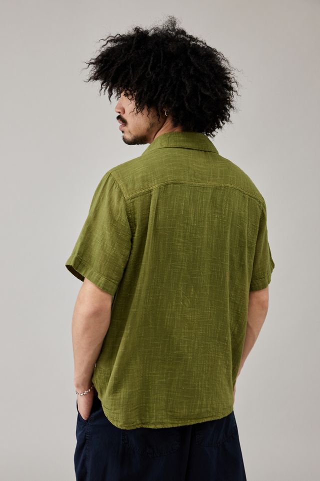 BDG Solid Olive Gauze Shirt #3
