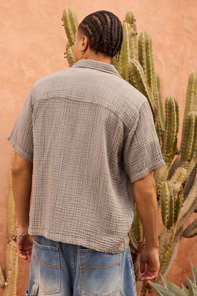Camicia a maniche corte in garza tripla color verde acqua Ayker

 #3