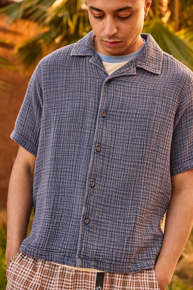 Camicia a maniche corte in garza tripla Ayker blu #2