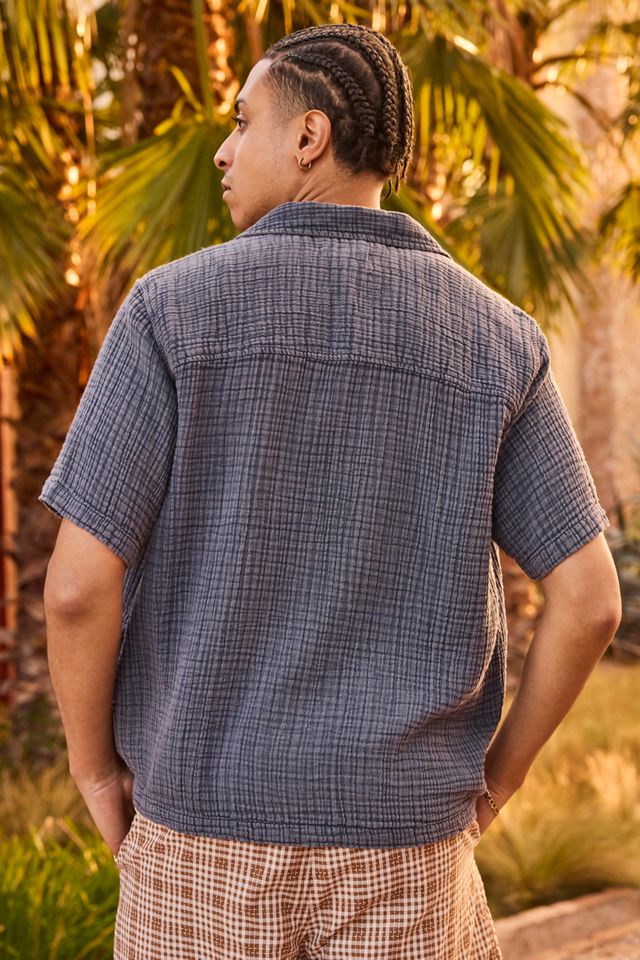 Camicia a maniche corte in garza tripla Ayker blu #3