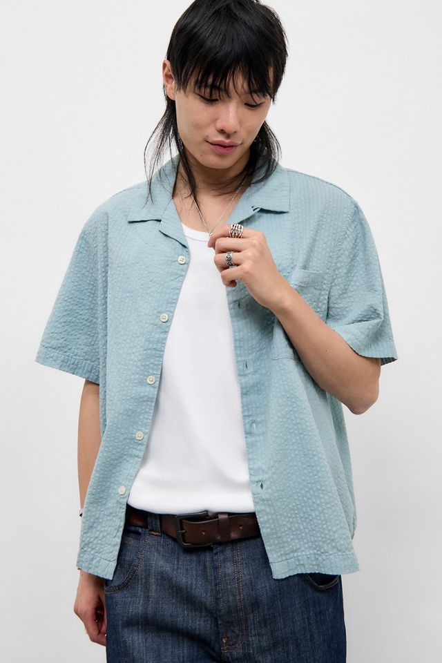 Loom Teal Seersucker Shirt #1