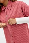 BDG Rot Arlo Streifen Crop Oxford Hemd