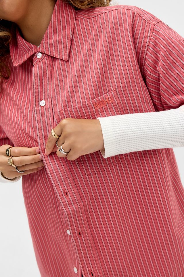 BDG Red Arlo Stripe Crop Oxford Shirt #4