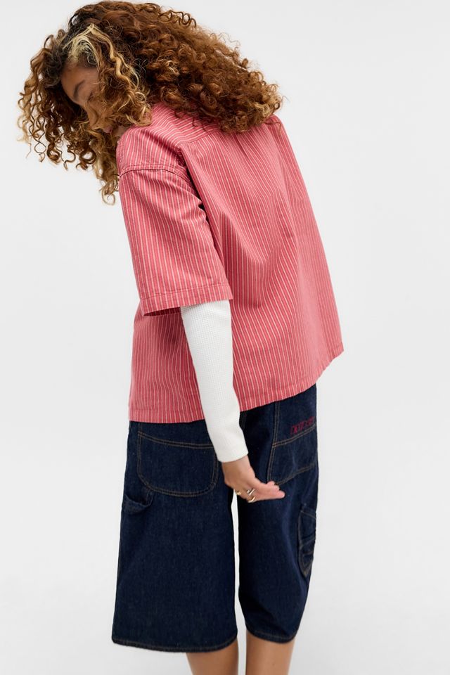 BDG Red Arlo Stripe Crop Oxford Shirt #7