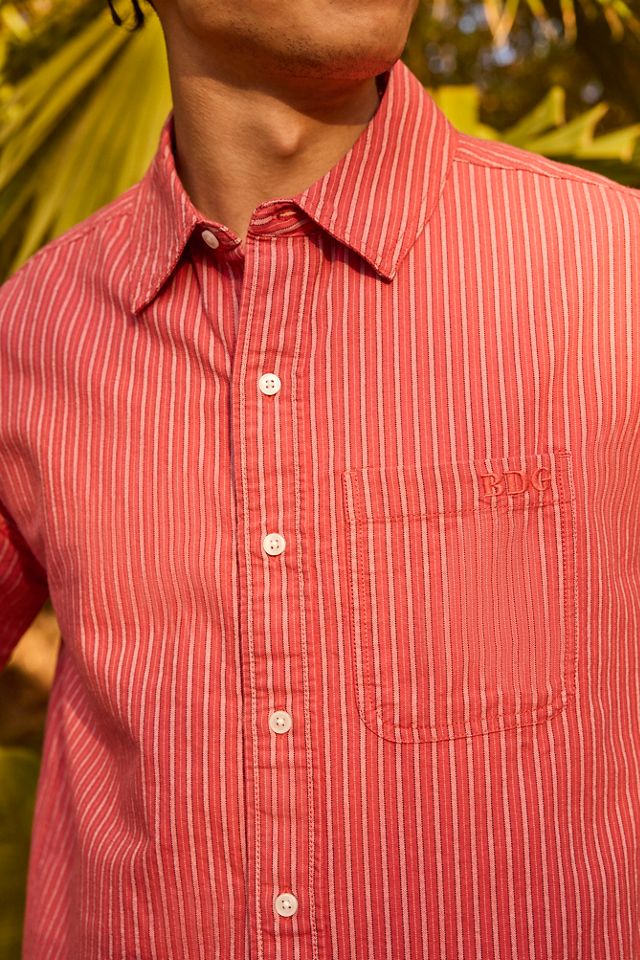 BDG Red Arlo Stripe Crop Oxford Shirt #1