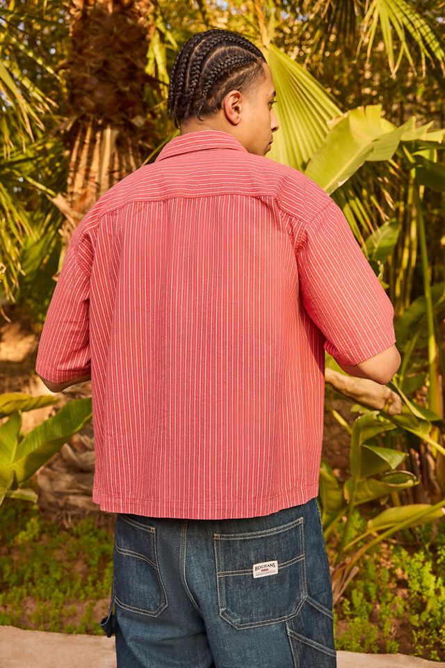 BDG Red Arlo Stripe Crop Oxford Shirt #3