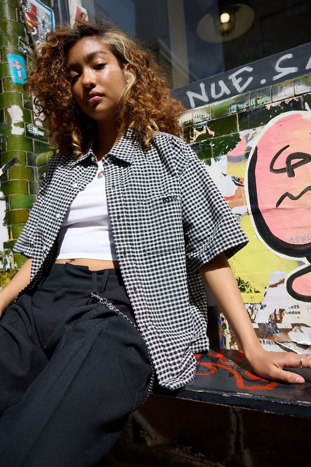 BDG Black Arlo Check Crop Oxford Shirt #5
