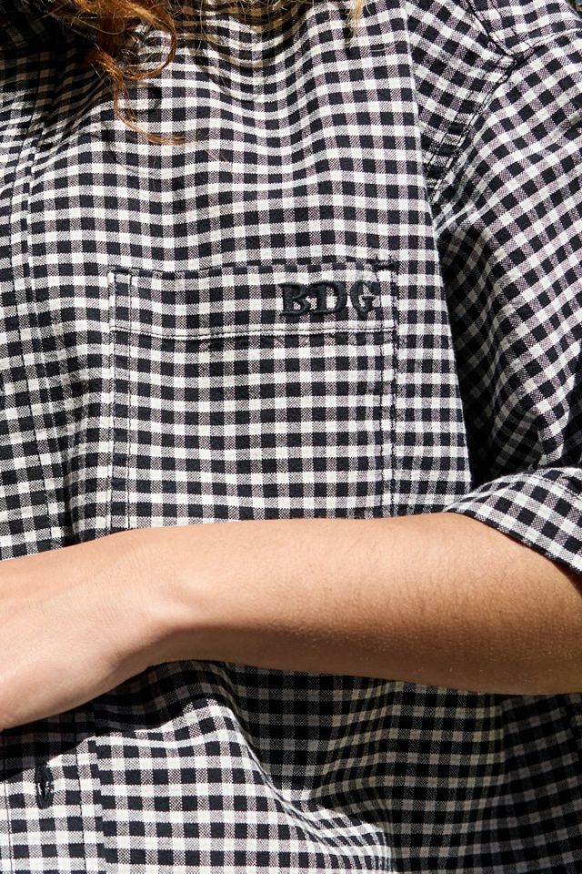 BDG Black Arlo Check Crop Oxford Shirt #6