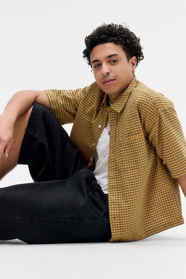 BDG Tan Arlo Check Crop Oxford Shirt #1