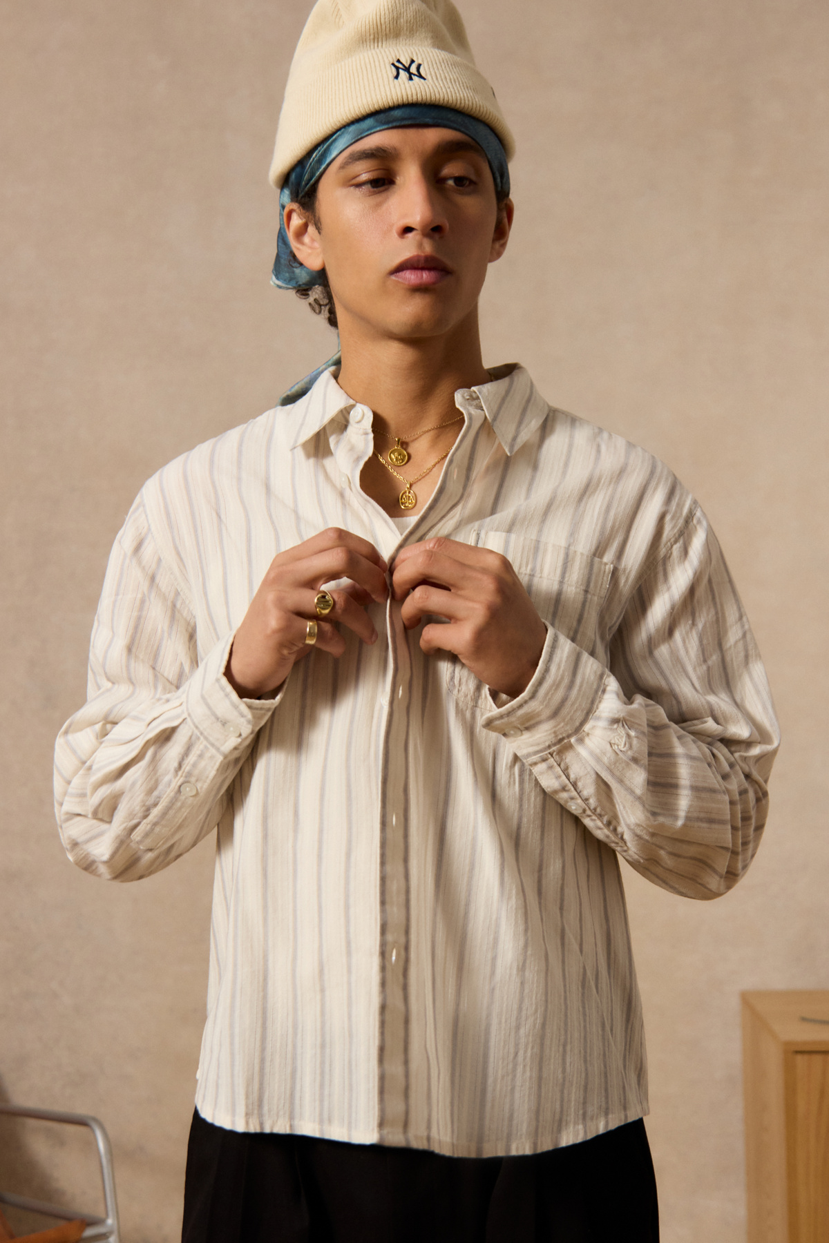 Loom Ecru Nolan Stripe Shirt