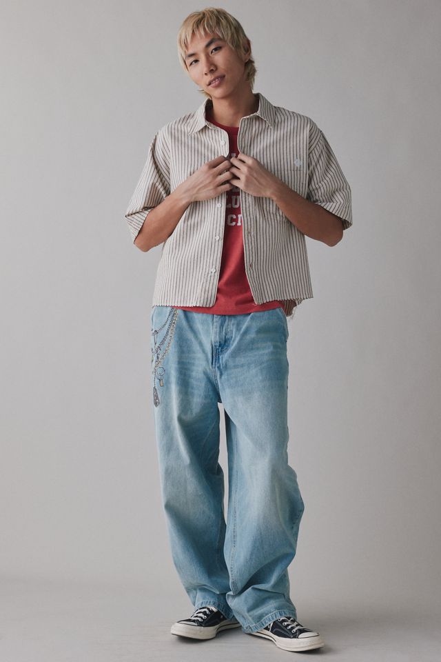 UO Cut Off Stripe Oxford Shirt #1