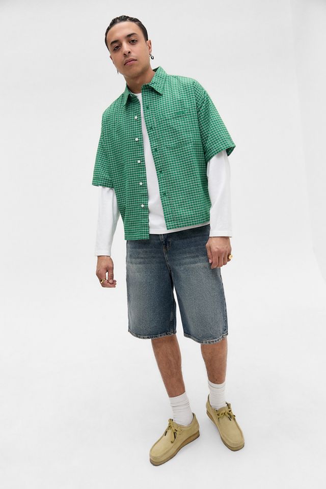 BDG Green Arlo Check Crop Oxford Shirt #2