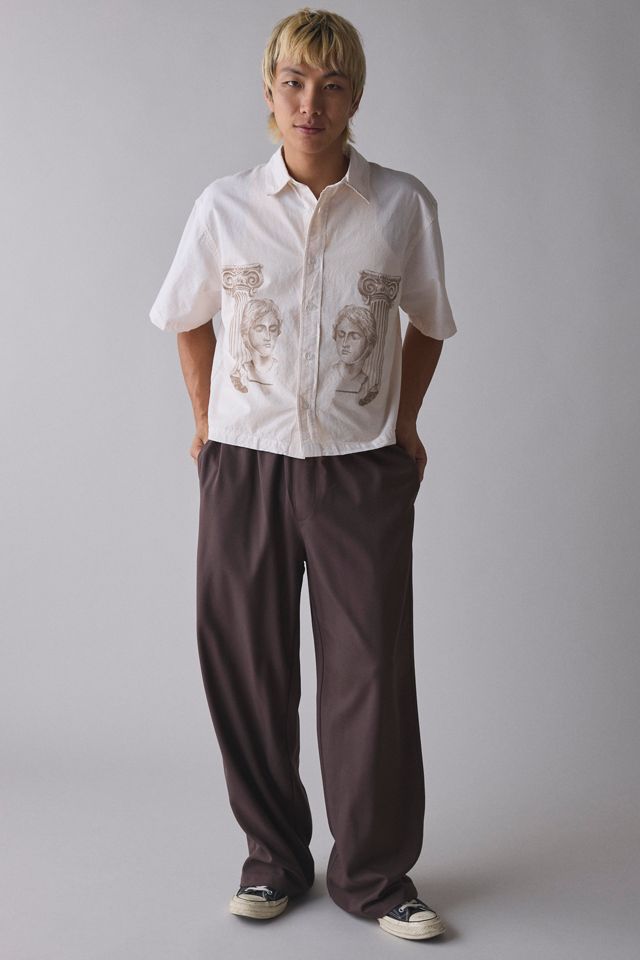 UO Tan Stripe Short Sleeve Graphic Shirt #1