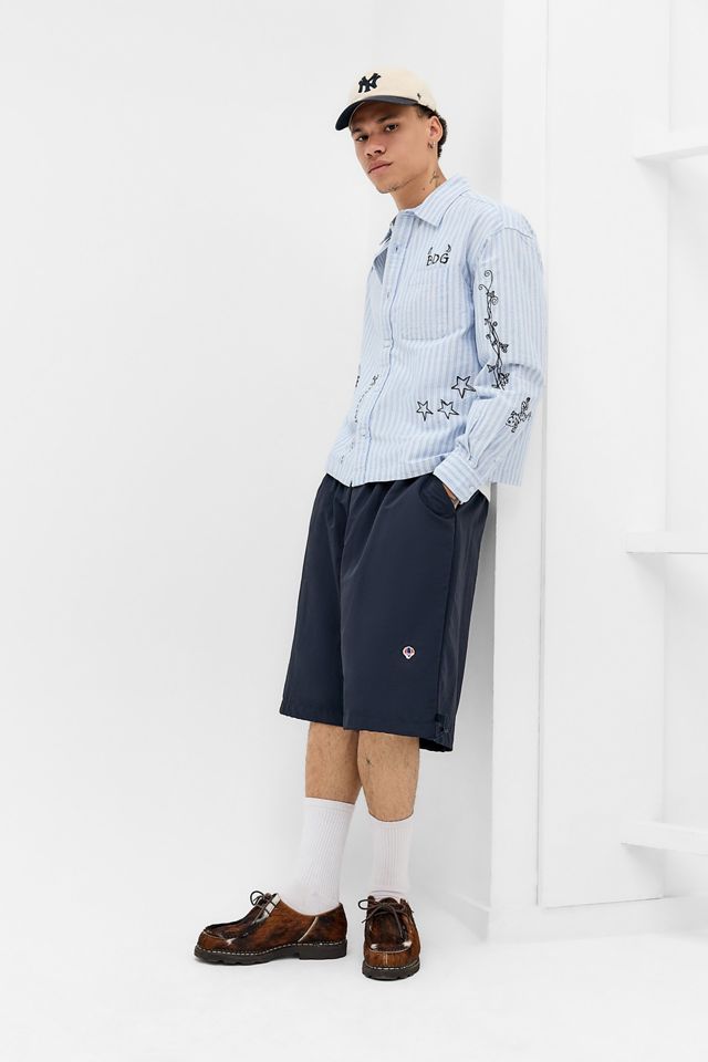 BDG Blue Arlo Stripe Embroidered Long Sleeve Shirt #3