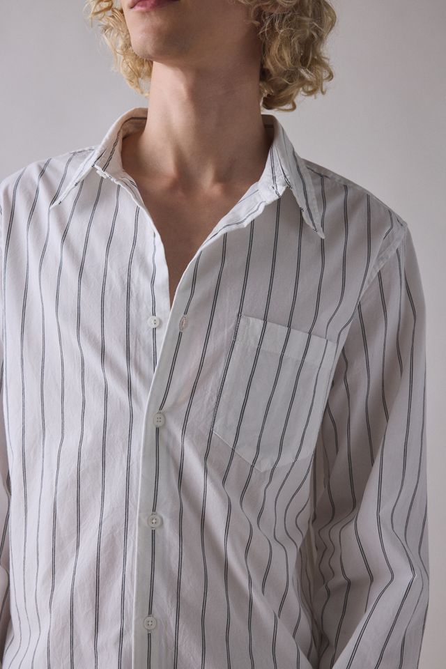 Chemise manches longues à fines rayures blanches UO #1