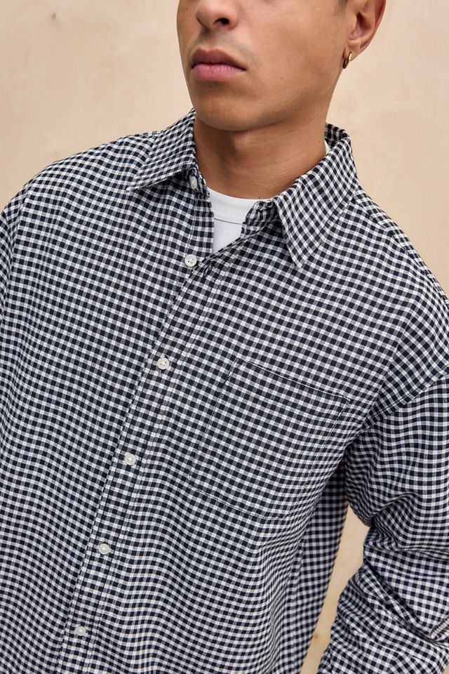 BDG Chemise à manches longues à carreaux noirs et blancs Arlo #1