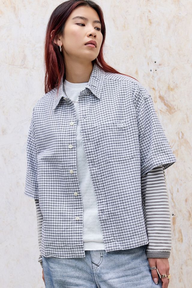 Chemise à manches courtes à carreaux Arlo BDG en ivoire #4