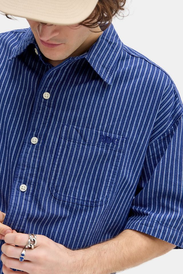 Camicia a Maniche Corte BDG Navy Arlo a Righe #1