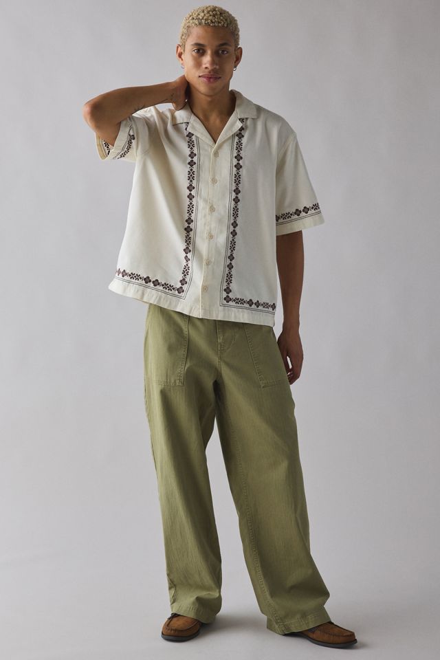 UO Brown Embroidered Short Sleeve Shirt #1