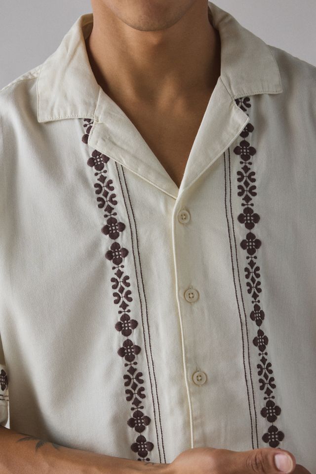 UO Brown Embroidered Short Sleeve Shirt #2