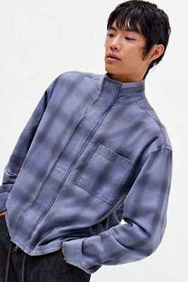 Archivis Navy Shadow Check Track Shirt
