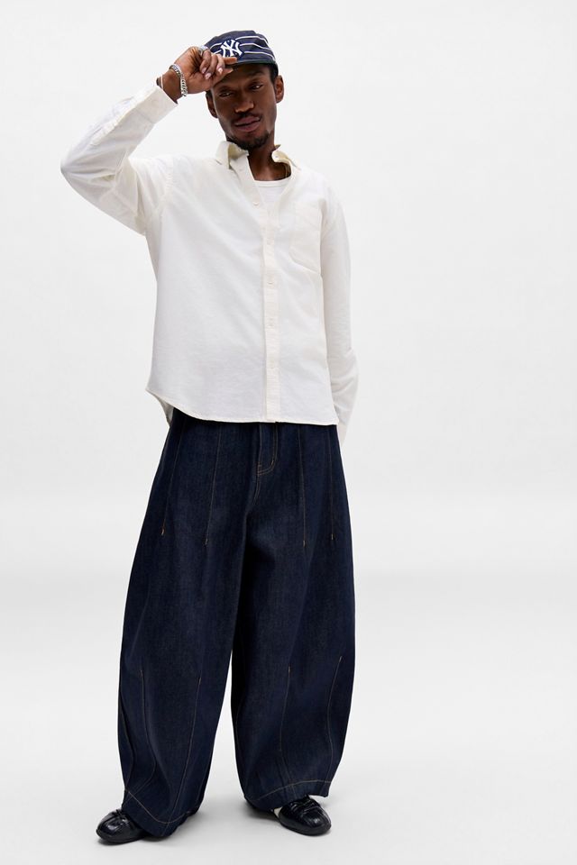 UO Off White Long Sleeve Relaxed Oxford Shirt #1