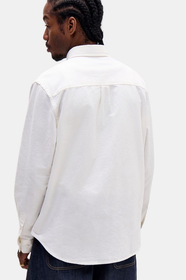 UO Off White Long Sleeve Relaxed Oxford Shirt #3