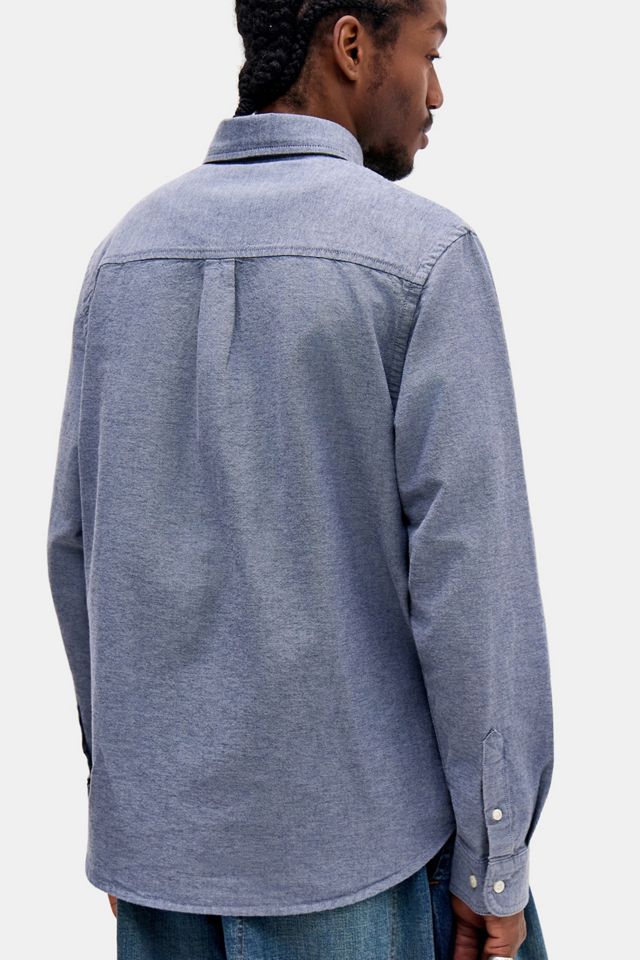UO Navy Long Sleeve Relaxed Oxford Shirt #3
