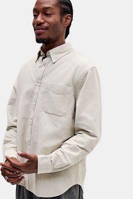 UO Taupe Langarm Relaxed Oxford Hemd