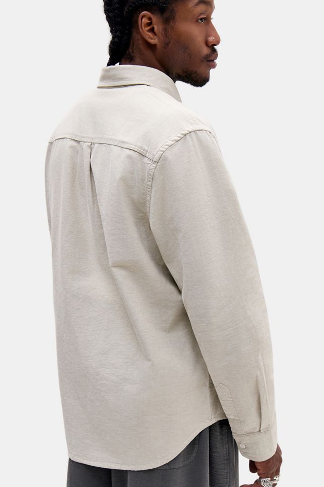 UO Taupe Long Sleeve Relaxed Oxford Shirt #3