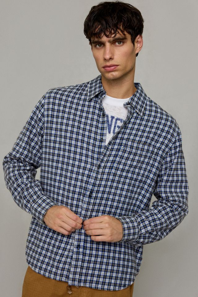 BDG Marineblaues Baggy Kariertes Flanellhemd #1