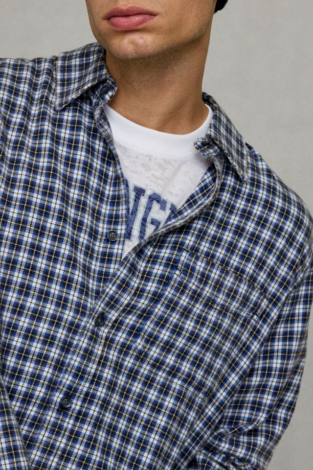 BDG Marineblaues Baggy Kariertes Flanellhemd #4