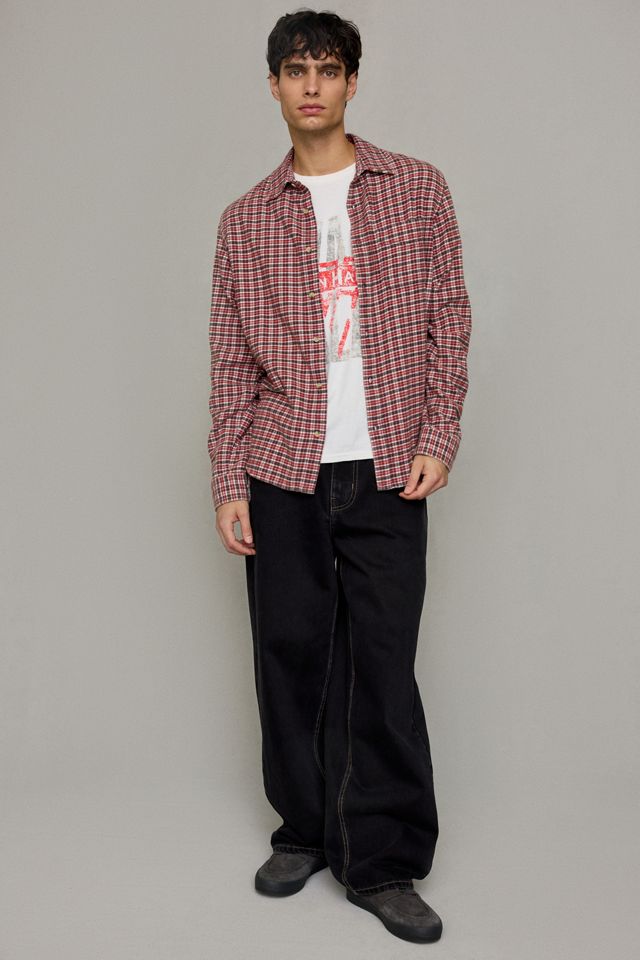 BDG Rotes Weites Kariertes Flanellhemd #5