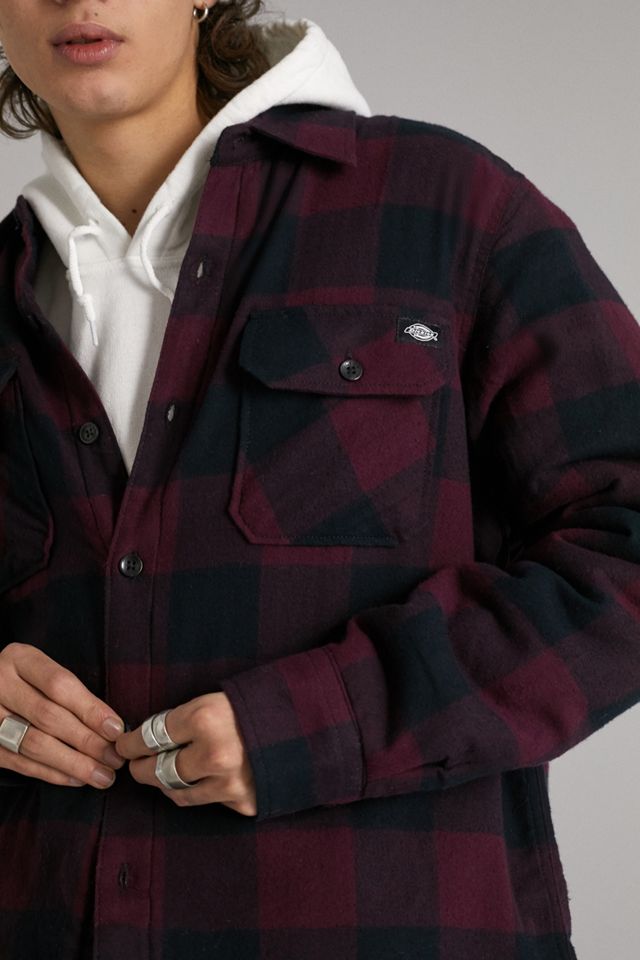 Dickies Lansdale Maroon Checked Shirt Jacket #1