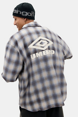 Umbro UO Exclusive Blue Checked Shirt - Blue L at Urban Outfitters