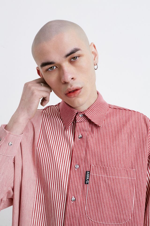 AJOBYAJO Camisa roja de manga larga de tres rayas #1