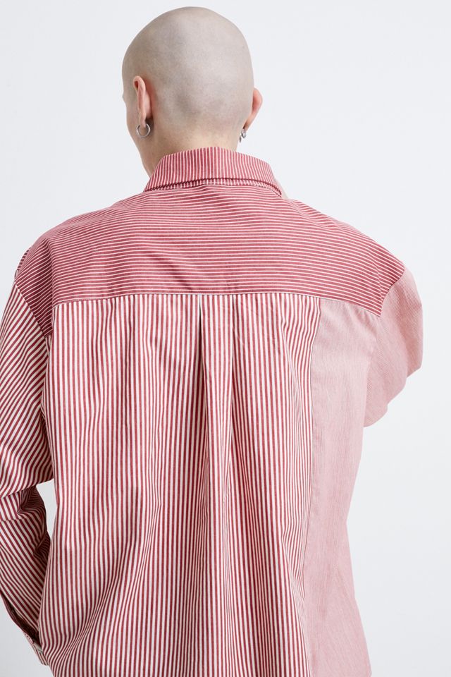 AJOBYAJO Camisa roja de manga larga de tres rayas #3